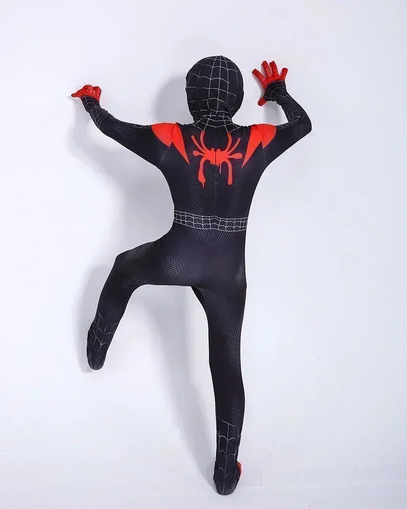 For Kids Hot Toys Anime Spiderman Costume Mask Cosplay Spider Man Miles Morales Jumpsuit Bodysuit Halloween Costumes