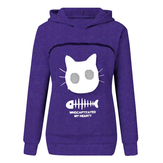S-3XL Gatos Amantes de Moletom Canguru Cães Pet Pata Dropshipping Pulôveres Bolsa Carinho Peixe Bolso Canguru