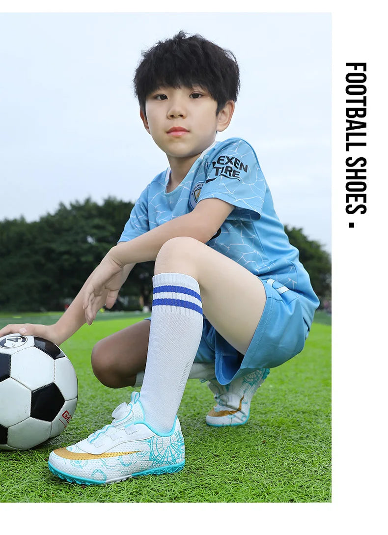 30-40# Personality Stylish And Comfortable Boys Girls Training Game Sneakers Indoor Outdoor Lawn Youth Student Soccer Shoes