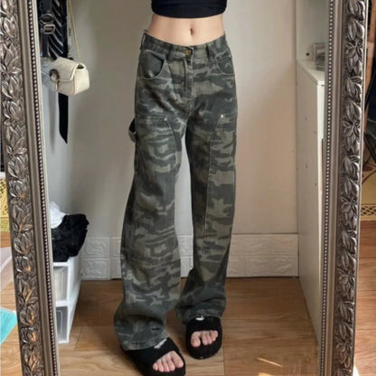 Calça Jeans Camuflada Vintage Feminina