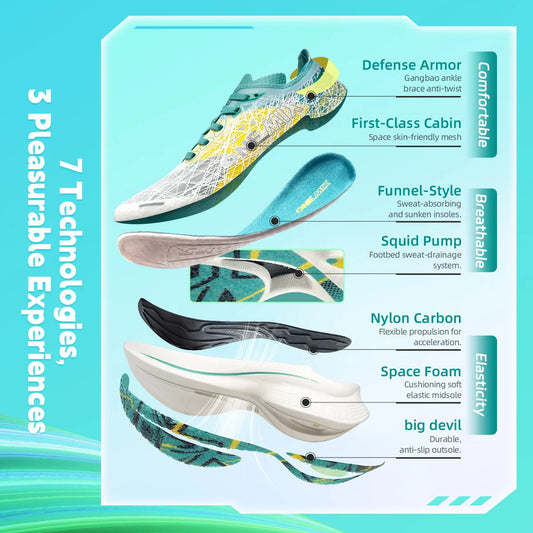 Tênis de Corrida com Placa de Carbono Amortecimento Tênis Esportivo Ultraleve