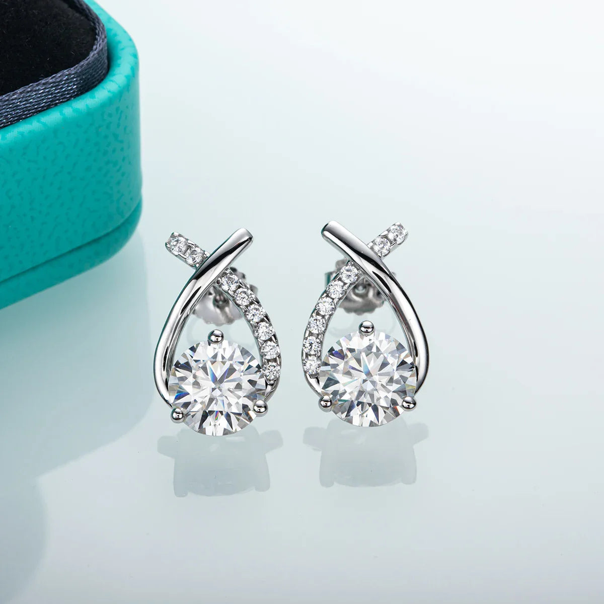 4cttw D Color Moissanite Diamond 18K Gold Plated 925 Sterling Silver Stud Earrings For Woman Gifts Wholesale
