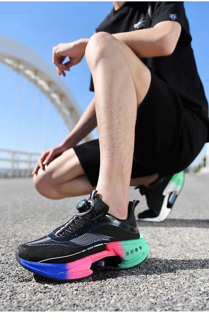 Family carbon plate running shoes for Boys Big Boys Student rotating button Technology TPU+ Popcorn high pop sneakers for girls