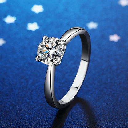 0.5ct 1ct 2ct D Color Moissanite Engagement Ring for Women S925 Sterling Silver Lab Diamond Promise Wedding Band Jewelry