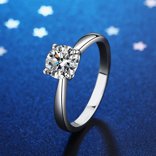 0.5ct 1ct 2ct D Color Moissanite Engagement Ring for Women S925 Sterling Silver Lab Diamond Promise Wedding Band Jewelry