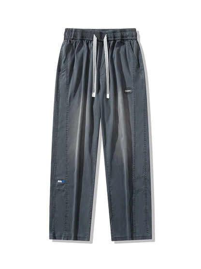 Summer Lyocell Men's Jeans Soft Elastic Washed Casual Pants Loose Lightweight Embroidery Wide Leg Straight Denim Trousers
