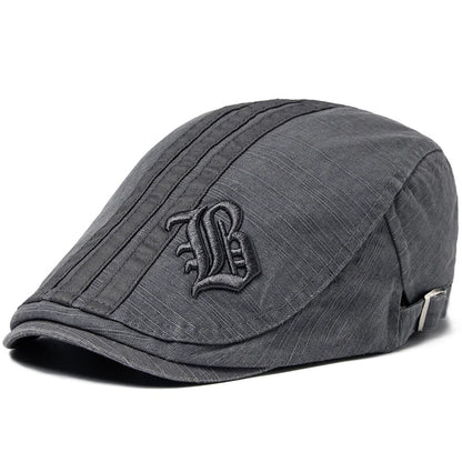 Men Beret Fashion Embroidery Flat Cap Summer Visor For Male