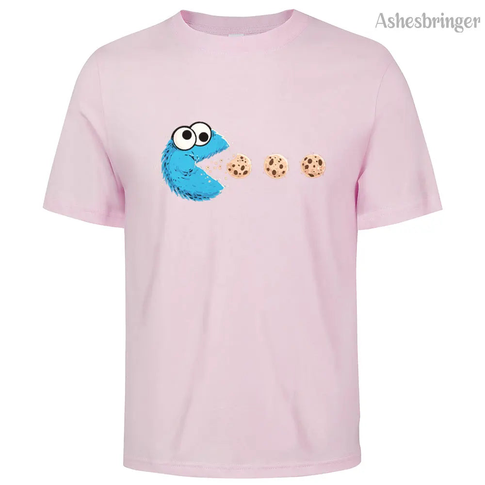 Mens Cotton Funny NomNom-Cookie Adventure Graphic T Shirt on Unisex Street Casual Style Tee for Men and Women