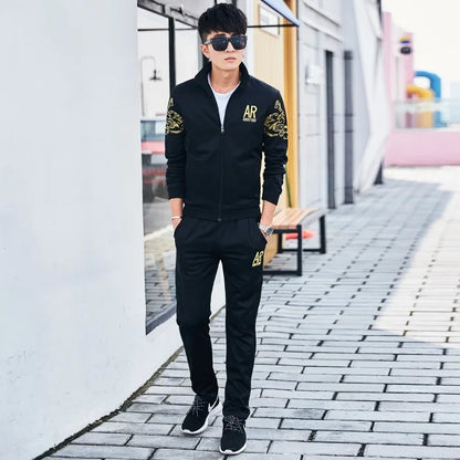 Plus Size 5XL 6XL Men's Tracksuit Autumn Clothes Sportswear Two Piece Set Men Jacket Sweatpants Male Sweatsuit Sports Suits Sets