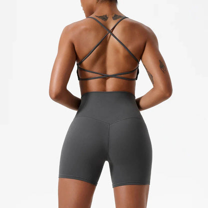 Two Pieces Yoga Set Women Gym Shorts Sports Suit Female Soften Skin-Friendly Activewear Beauty Back Women Sportswear