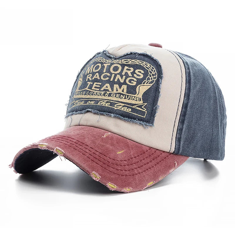 Washed Cotton Damage Baseball Cap Motor Snapback Hat
