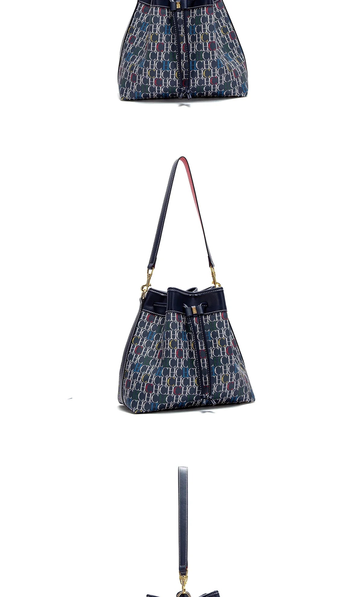 Women's Bucket Bag Spring New Wine Red Drawstring Bag Dual purpose Shoulder Strap Commuter Wallet