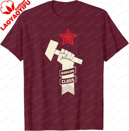 Proletariat Russia USSR Soviet Union CCCP Retro Vintage T-Shirt  Print on Demand Casual Streetwear Camisas Streetwear