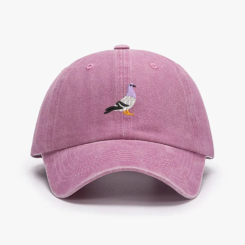 Embroidery Pigeon Design Spring vintage Baseball caps Men Women Water Washed Sunscreen Sun Hat Sports Fishing Sunshade Dad Hat