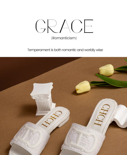 Women's Slippers New Fabric Fashion Flat Sandals Business Banquet Women's Shoes
