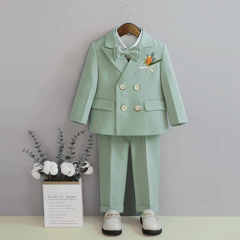 Light Blue Kids Formal Suit Set Double Breasted Design For Boys Elegant Occasion Wear Ideal For Wedding Recital Graduation