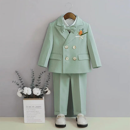 Light Blue Kids Formal Suit Set Double Breasted Design For Boys Elegant Occasion Wear Ideal For Wedding Recital Graduation