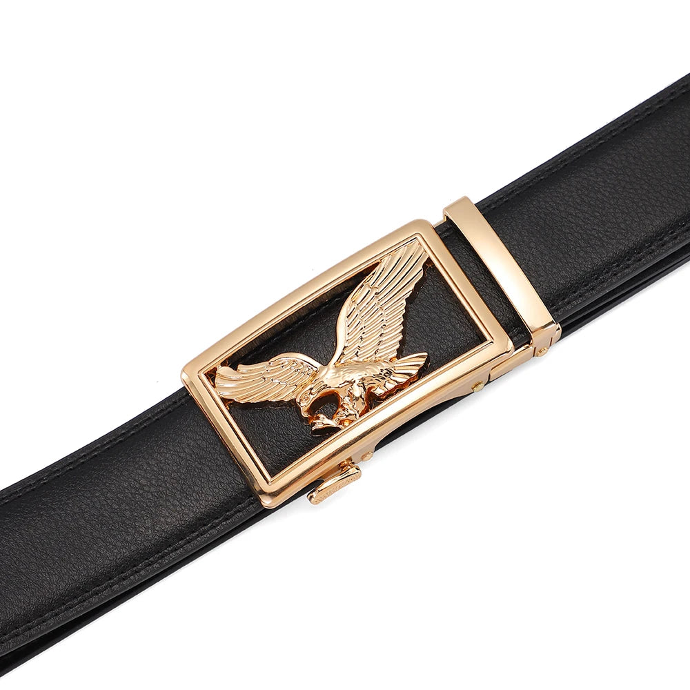 Automatic Buckle Men's Leather Belts Formal Eagle Horse Belt for Men Luxury Designer Brands Male Waist Strap Fashion Accessories