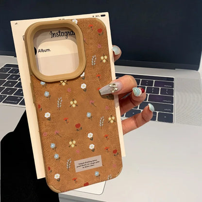Branches and Leaves Broken Flowers Bonded Leather Phone Case For iPhone 17 16 Pro Max 15 14 Plus 13 12 11 XS X XR 17 Air Cover