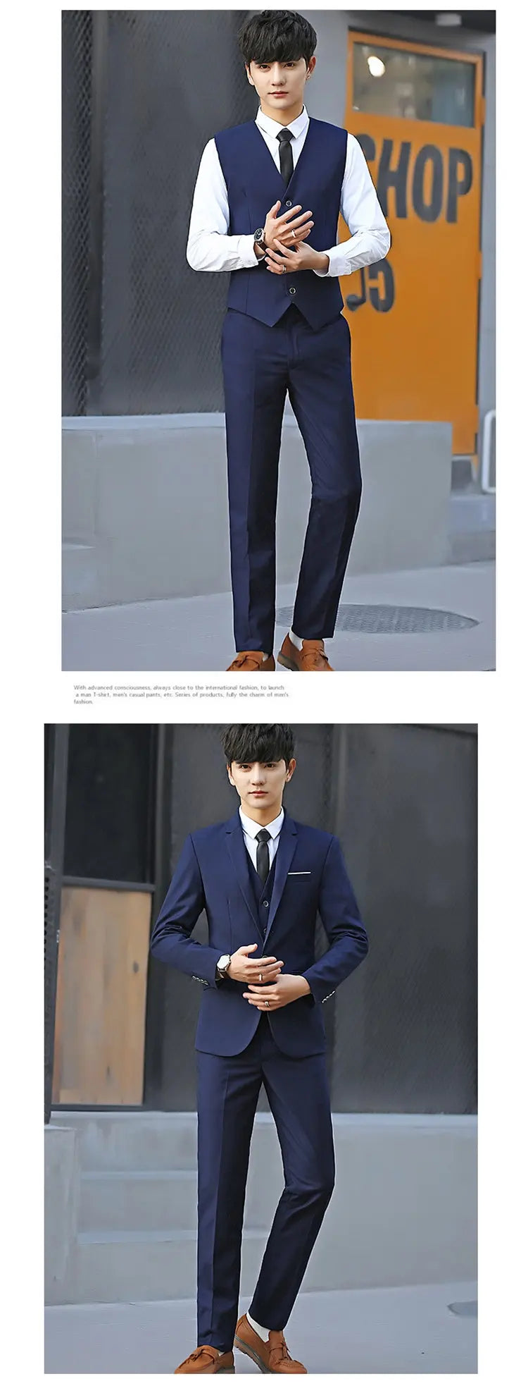 Suit Men Fashionable, Form-fitting Business Gentleman Striped Formal Suit, High-end Professional Wedding (Blazer+Vest+Pants)