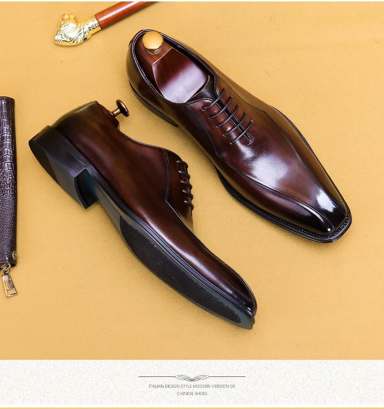 Italian Luxury High Quality Elegant Male Natural Genuine Leather Social Shoes Office Career Business Formal Solid Oxfords Shoes