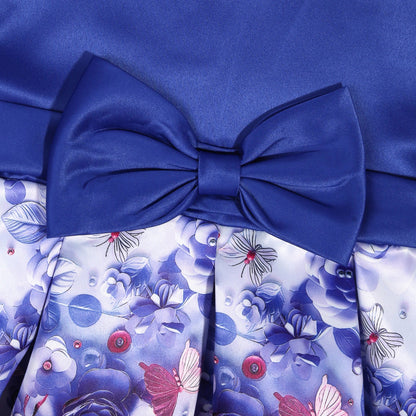 Europe and the United States hot new children's sleeveless bow print dress princess holiday party evening dresses