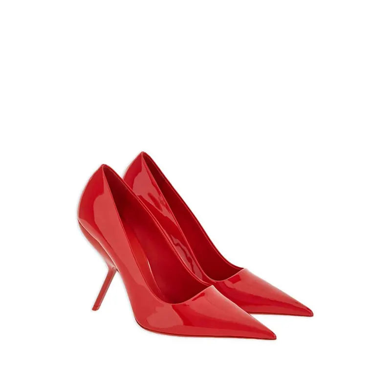 Brand Fashion Show Silvery 9cm High Heel Spring Autumn New Irregular Heels Black Red Pointed Sexy Women's Single Shoes Size 43