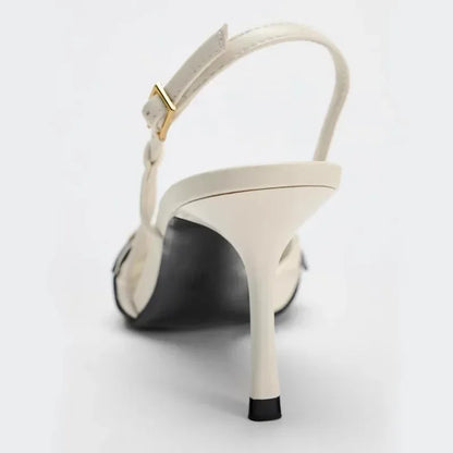 Sexy Pointy Toe Cross Buckle Strap Women Pumps Summer White Elegant Slingbacks Heels for Women Luxury Designer Heeled Sandals