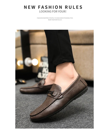 Trend White Loafers Man Big Size 46 Breathable Lightweight Men's Leather Shoes Comfortable Casual Shoes Men Driving Shoes