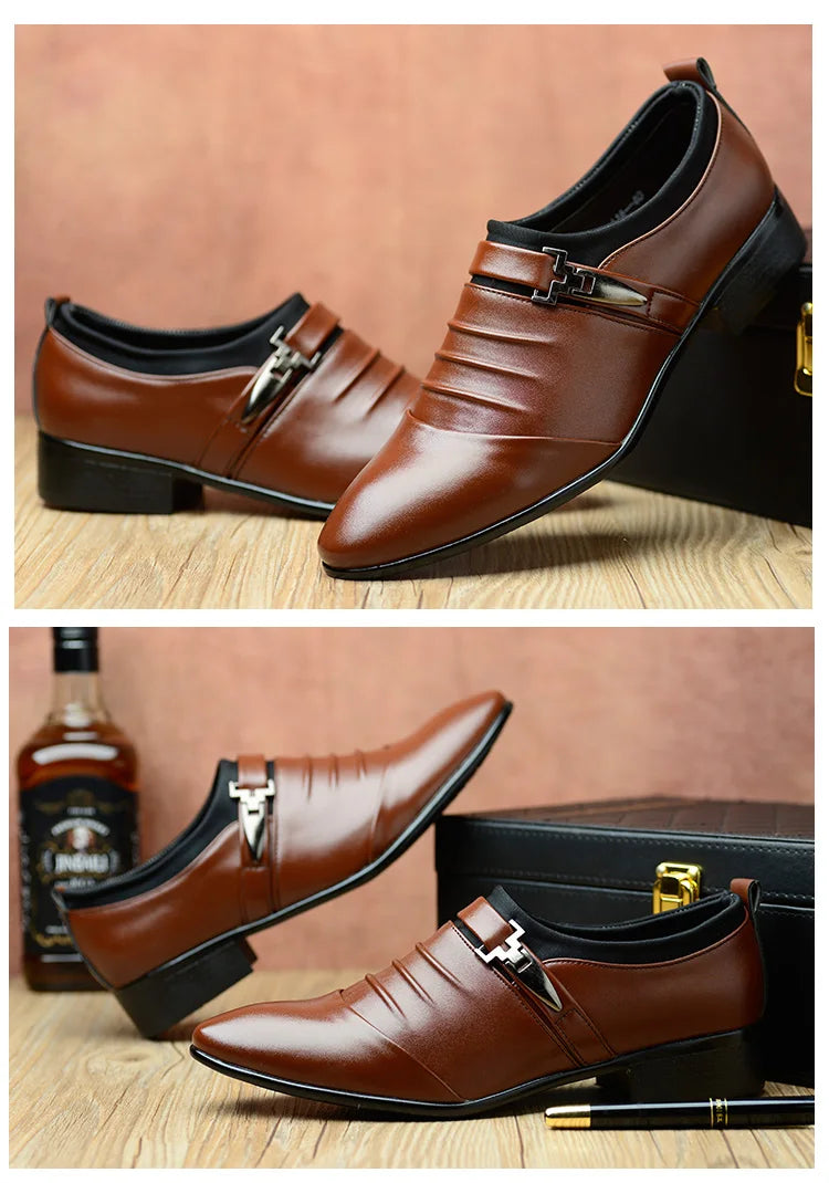 Classic White Men Dress Shoes 2024 Casual Business Leather Shoes for Men Point Toe Wedding Formal Shoes Men Size 46