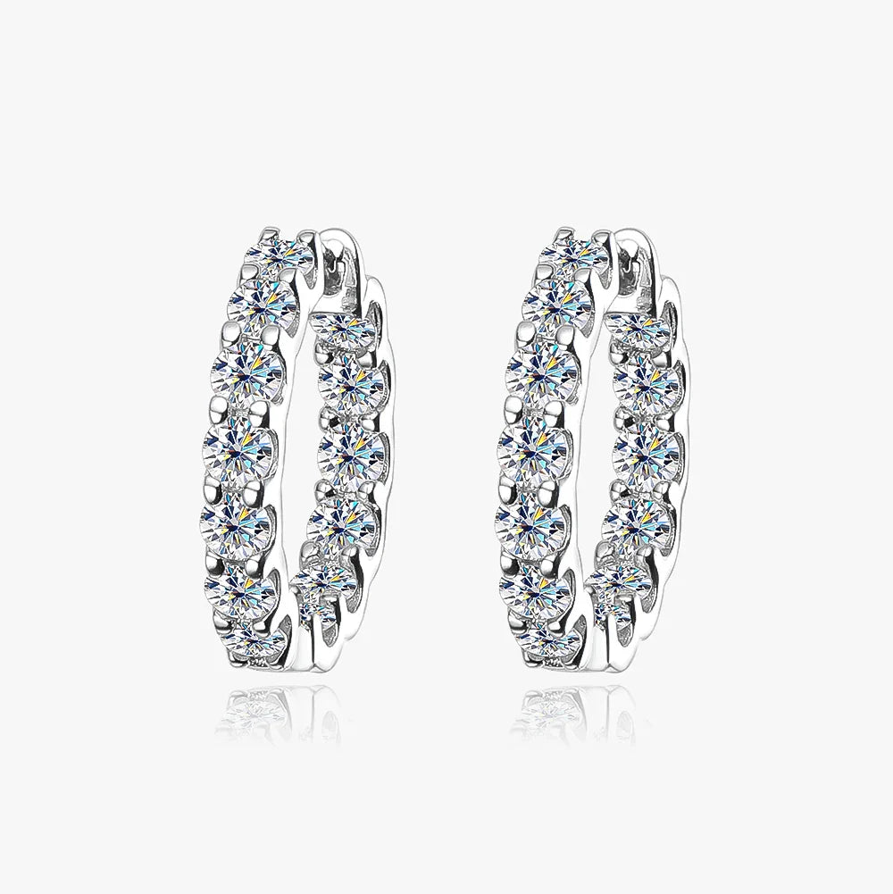 100% 925 Sterling Silver 3mm Real Moissanite Hoop Earrings For Men Women 2023 Trending Luxury Wedding Party Fine Jewelry