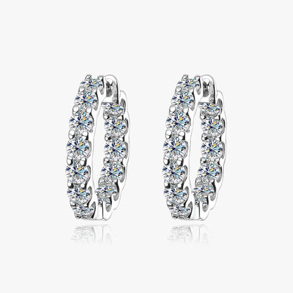 100% 925 Sterling Silver 3mm Real Moissanite Hoop Earrings For Men Women 2023 Trending Luxury Wedding Party Fine Jewelry