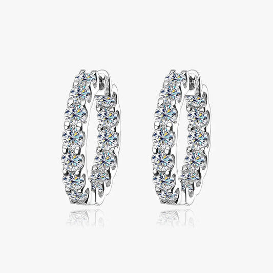100% 925 Sterling Silver 3mm Real Moissanite Hoop Earrings For Men Women 2023 Trending Luxury Wedding Party Fine Jewelry