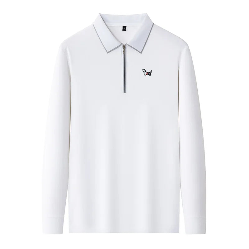 Designer Men's  Lapel Long Sleeve Polo Shirt Spring New Cartoon Embroidery T-Shirt Top Versatile Fashion Business Men's Clothing