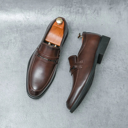 Classic Men's Casual Loafers Driving Shoes Moccasin Fashion Male Comfortable Wedding Leather Shoes Men Business Black Dress Shoe