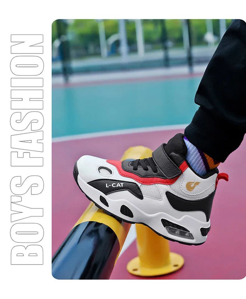 Children's High-top Basketball Shoes Anti-slip Basketball Combat Boots Boys Girls Outdoor Cushioned Sneakers Ankle Support Shoes