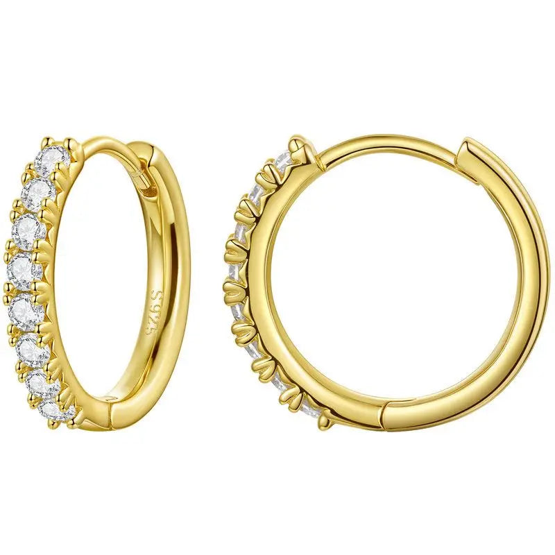 Moissanite Half Enternity Hoop Earrings for Women, Lab Diamond 925 Sterling Silver Hypoallergenic Round Huggies Earrings