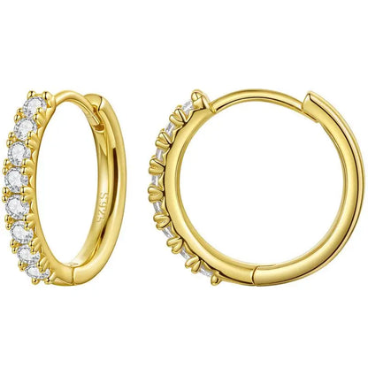 Moissanite Half Enternity Hoop Earrings for Women, Lab Diamond 925 Sterling Silver Hypoallergenic Round Huggies Earrings