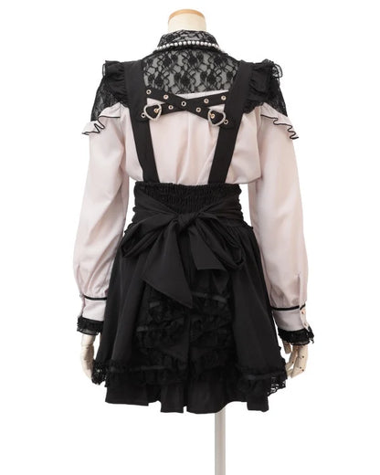 Japanese Liz Mine Mass Production Detachable Suspender Skirt Spring and Autumn Heart Cross Suspender Back Bow Straps Skirt