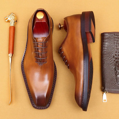 Luxury Brand Mens Oxford Leather Shoes Black Brown Handmade Lace Up Pointed Toe Dress Shoes Wedding Office Business Formal Shoes