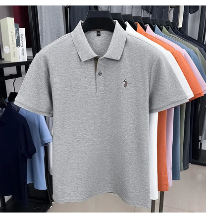100% pure cotton high-end brand men's short sleeve polo shirt comfort lightweight summer casual T-shirt youthful fashionable top