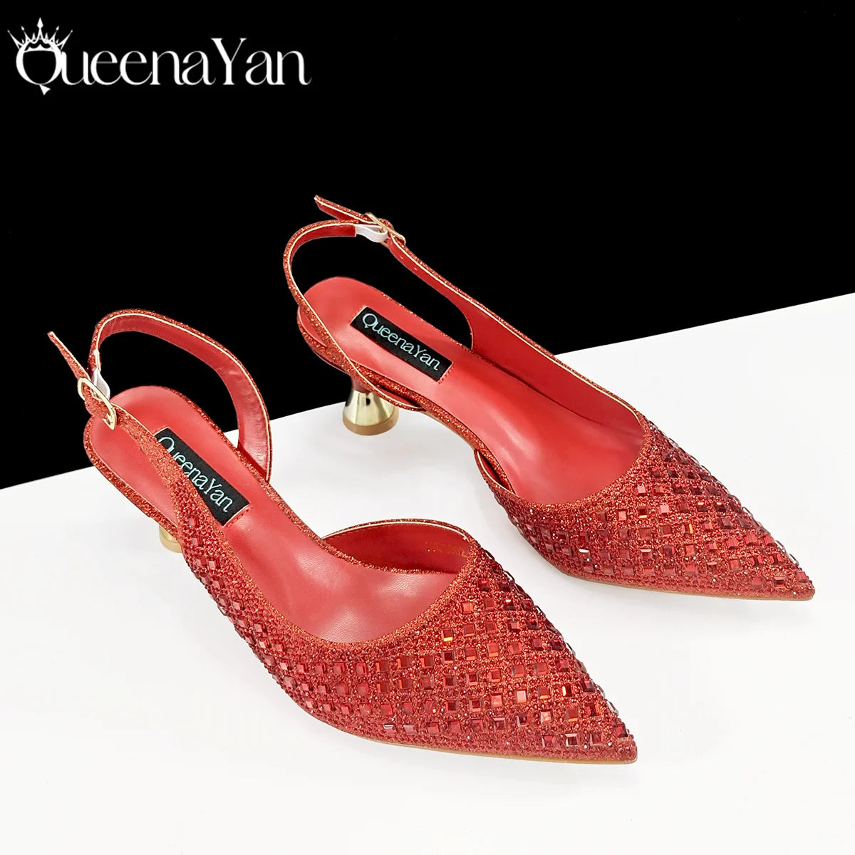 Italian Design Rhinestone Luxury Green Colour Pointed Toe Shoe & Bag Set Women's High Heels for Parties High Quality