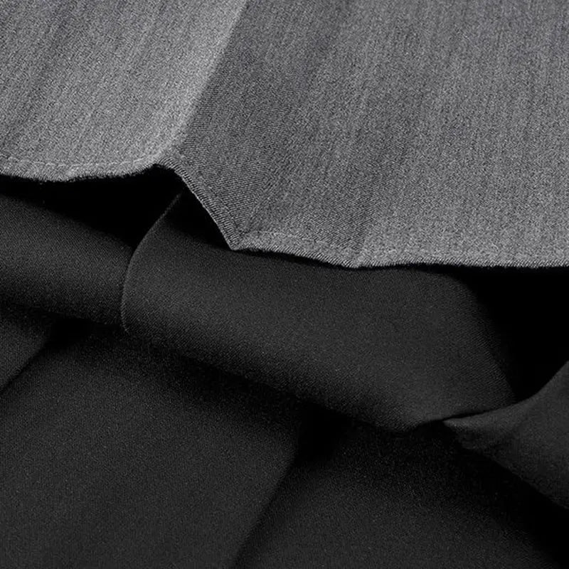Gray Solid Folds Office Lady Casual High Waist A-line Loose Women's Skirt Mid-Calf Long Skirts For Women Clothing Fashion 2024