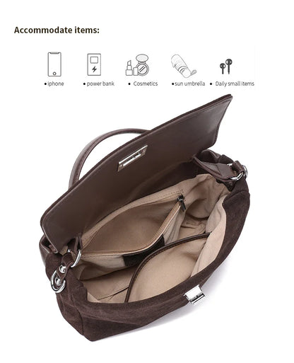 2026 NEW Autumn winter women's Natural Suede leather Crossbody Bag luxury designer Genuine Leather commuting messenger bag