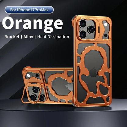 Metal Hollow Magnetic Phone Case,For IPhone 17 Pro Max iPhone Air Protective Case, Breathable And Heat Dissipating Metal Bracket