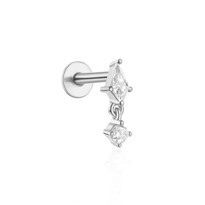 1PC 925 Sterling Silver Crown Horse Eye Zircon Heart Flat Head Cartilage Piercing Stud Earring For Women Claasic Earring