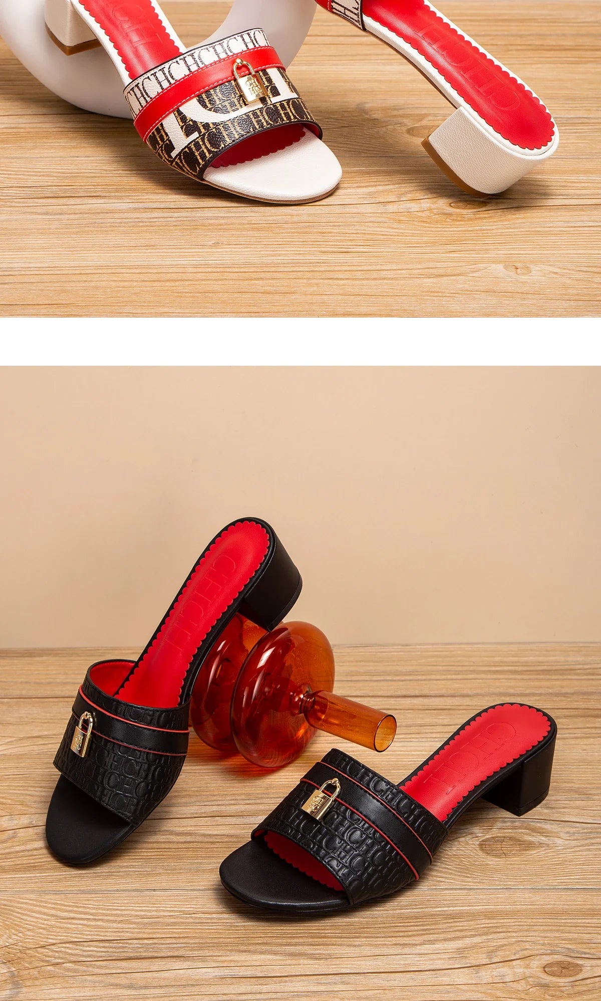 Woman Middle Heel Slippers Luxury Brand Women's Shoes Retro Design 2025 Summer New