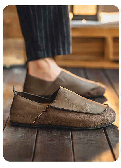 Man Loafers Outdoor Walking Fashion Mens Casual Shoes Soft Leather Comfort Half Slippers Breathable Lazy Driving Shoes