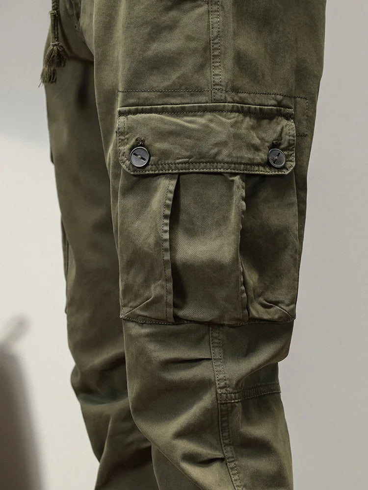 2025 New Multi-Pockets Spring Summer Cargo Pants Men Streetwear Zipper Leg Skinny Work Joggers Cotton Casual Tactical Trousers