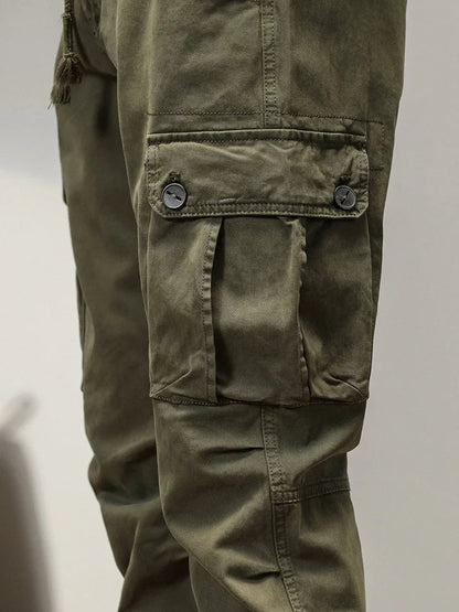 2025 New Multi-Pockets Spring Summer Cargo Pants Men Streetwear Zipper Leg Skinny Work Joggers Cotton Casual Tactical Trousers